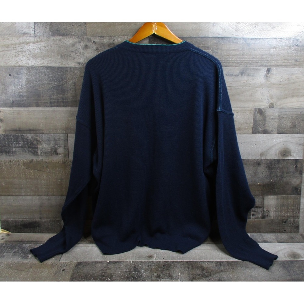 Vintage Burton Sweater Mens XL Size 54 Navy Blue V Neck Nautical Made in Italy - Picture 3 of 13